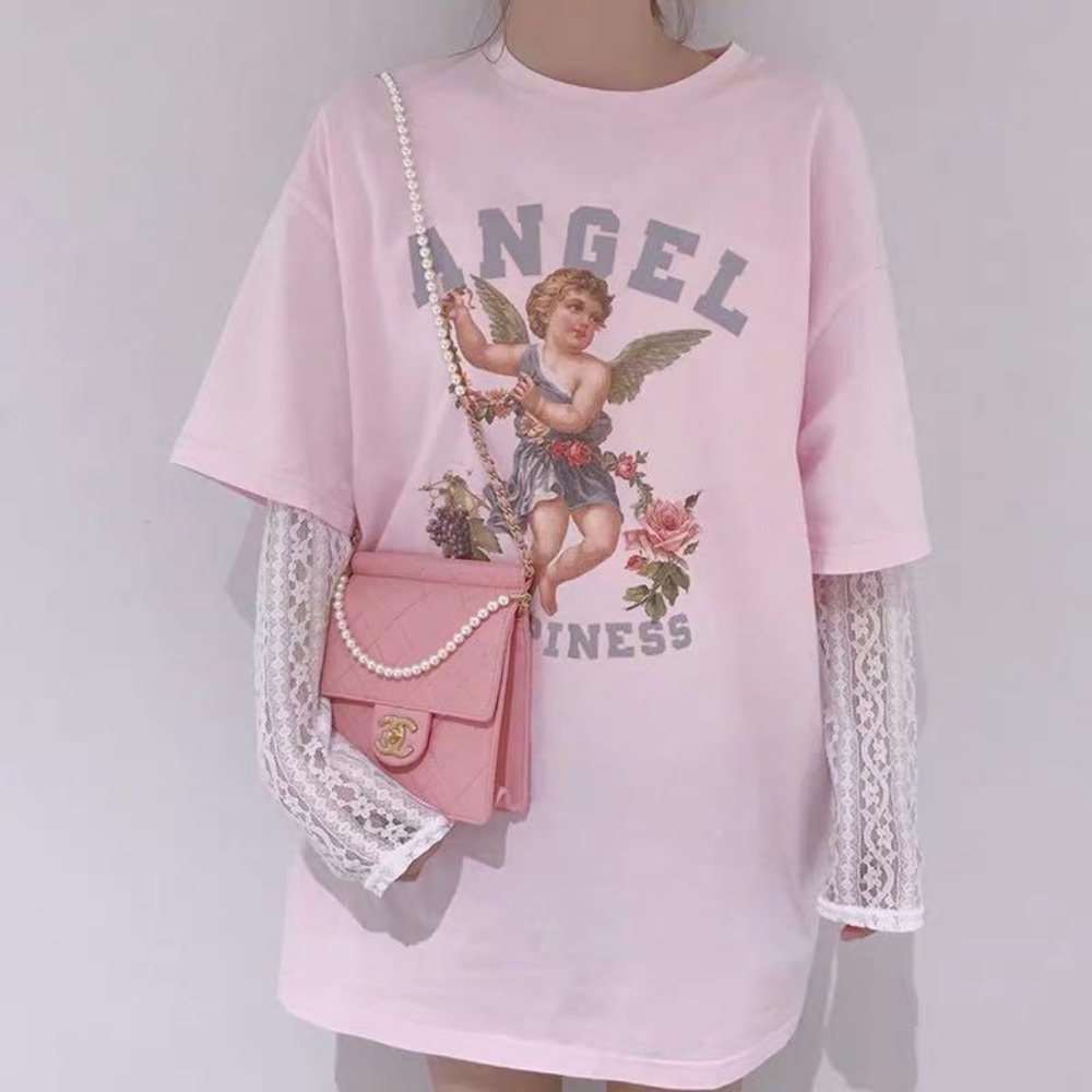 Angel Happiness Fitted Stretch T-shirt